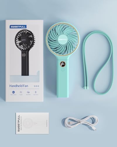 SWEETFULL Handheld Fan, Portable Fan, 5000mAh Rechargeable Battery, 6 Speed Wind, LED Display, Personal Mini Travel Fan with Backup Power, Hand Held Fan USB Foldable Electric Fan for Women Girl - Image 7