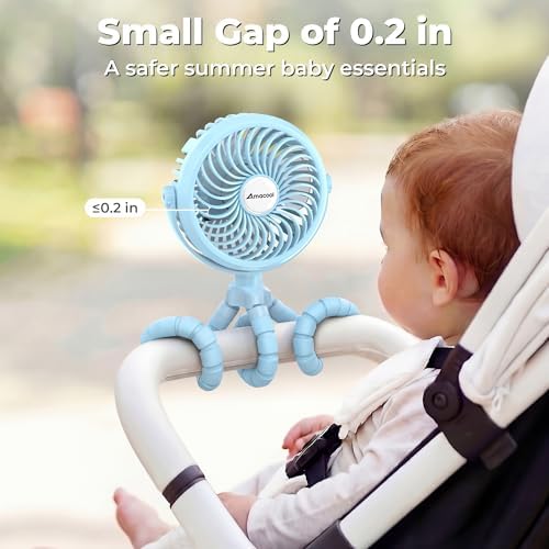 AMACOOL Battery Operated Stroller Fan, Portable Clip On Fan Rechargeable - Image 2