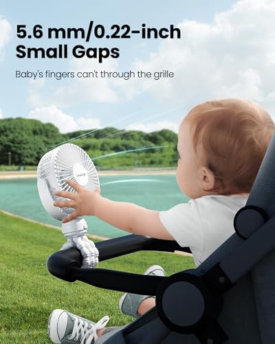 Gaiatop Mini Portable Stroller Fan, Small Clip on Fan 3 Speed Rechargeable - Image 2