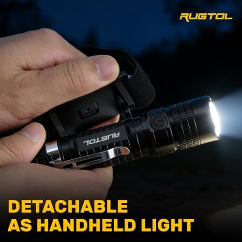 Rugtol Headlamp, USB C Rechargeable Battery Powered Head Lamp LED Flashlight with Clip Magnetic Base, 1000 Lumens Zoomable Aluminum Headlamp IPX4 Waterproof for Hard Hat Working Running Hiking - Image 5