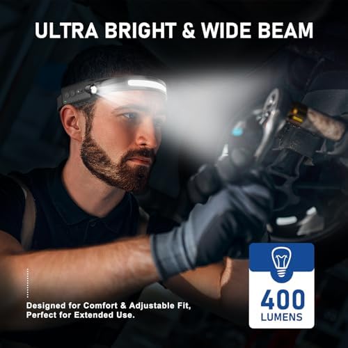 Headlamp Rechargeable (2-Pack), LED Head Lamp Flashlight, 230° Wide Beam Headband Light, 400 Lumen Super Bright, USB-C Rechargeable Lightweight Headlight for Running, Fishing, Hiking, Camping - Image 2