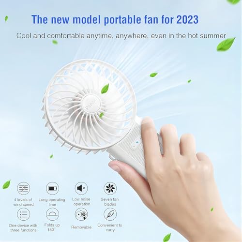 PSECICI Handheld Fan, Mini Portable Personal Fan with lanyard, 4 Speeds Level 180° Foldable Design for Desk/Travel/Office/Outdoor - Image 2