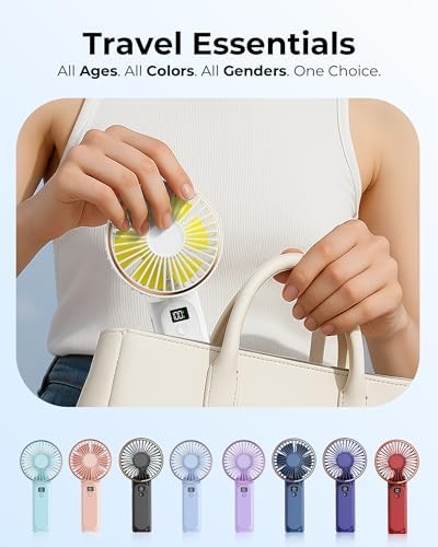TUNISE Portable Handheld Fan, Portable Fan Rechargeable, 4000mAh, 180° Adjustable, 6 Speed Wind, Display Electricity in Real Time, USB Rechargeable Foldable F an, Quiet Personal Fan with Power Bank - Image 6
