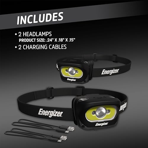 Energizer LED Rechargeable Headlamp (2-Pack), Black, LED Headlamp with Red Light Option, USB Charging Cables Included, Black - Image 6
