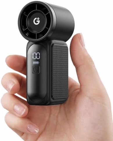 Gaiatop Portable Handheld Mini Fan, 6 Speeds 16900 RPM High Velocity Personal Fan with LED Display, USB Rechargeable, Mini Fan with Lanyard for Makeup, Travel, Outdoor for Women Girl Gift, Black by GAIATOP