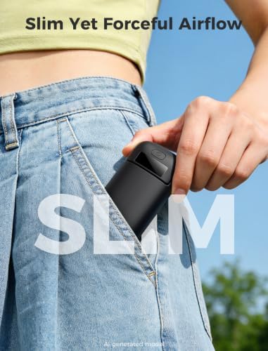 Aecooly Slim Portable Fan with Digital Display, Thin Handheld Fan - Image 2