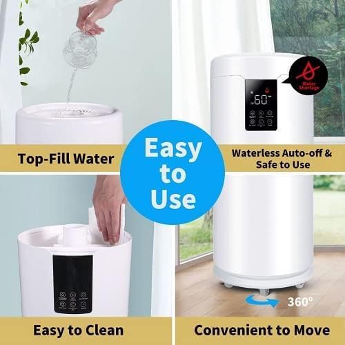 Humidifiers for Large Room Home Bedroom 2000 sq.ft. 17L/4.5Gal Large Humidifier with Extension Tube & 4 Speed Mist,Top Fill Wholehouse Humidifier with 360°Nozzle for Plant Office Commercial Greenhouse - Image 9