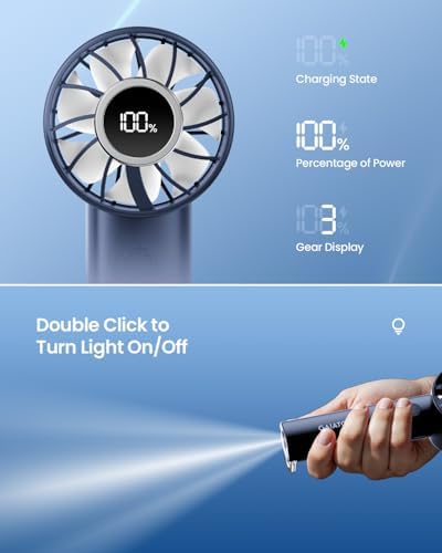 Gaiatop Portable Mini Fan, 3 Speed USB Rechargeable Handheld Fan with Light - Image 6