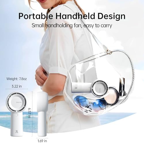 JISULIFE Portable Handheld Turbo Fan Rechargeable 4000mAh 5-Speed (White) - Image 5