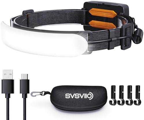 svsviio Headlamp Rechargeable PRO+,7500mAh 1500 Lumen Super Bright 230°Beam LED Head Lamp,Head Lights for Forehead,3 Modes,IPX6 Headlamps for Adults Camping/Mechanic/Hard Hat by BORNFORTHEBEST