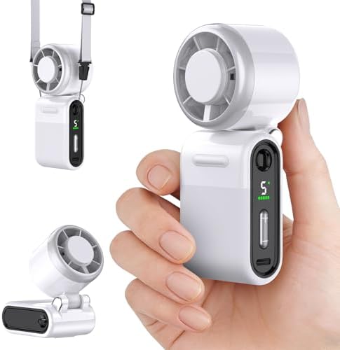 Mini Portable Handheld Turbo Fan – Small but Mighty, Whisper-Quiet, Long-Lasting, 5-Speed High-Velocity Rechargeable battery Fan, Personal Fan for Outdoor, Travel, Gifts for Women & Men(White) by Unknown
