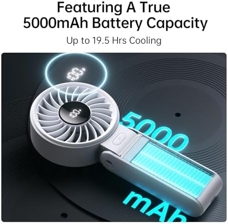 JISULIFE Portable Handheld Fan Life7: 3-in-1 Hand, Desk & Neck Fan-Gery - Image 4