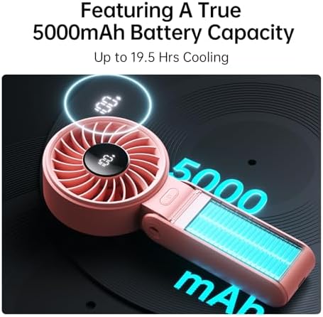JISULIFE Portable Handheld Fan Life7: 3-in-1 Hand, Desk & Neck Fan-Pink - Image 4