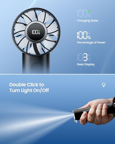Gaiatop Portable Mini Fan, 3 Speed USB Rechargeable Handheld Fan with Light - Image 6