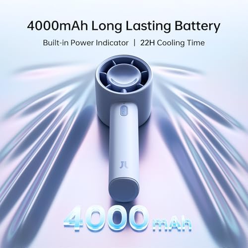 JISULIFE Portable Handheld Fan, 4000mAh Rechargeable, 5-Speed - Blue - Image 3
