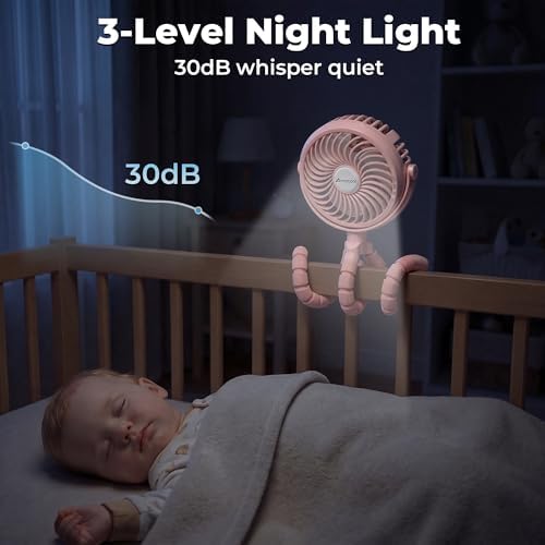 AMACOOL Battery Operated Stroller Fan, Portable Clip On Fan Rechargeable - Image 6