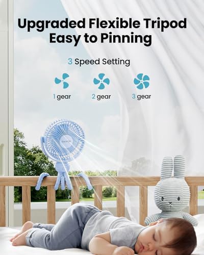 Gaiatop Mini Portable Stroller Fan, Small Clip on Fan 3 Speed Rechargeable - Image 3