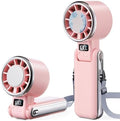 SHEWIND Portable Handheld Fan with Ice Cooling - 5 Gear High Speed Personal Turbo Fan Rechargeable, Up to 11 Hrs, Mini Hand Fans for Travel Essentials, Beach Vacation, Gifts for Women, Men (Pink) by SHEWIND