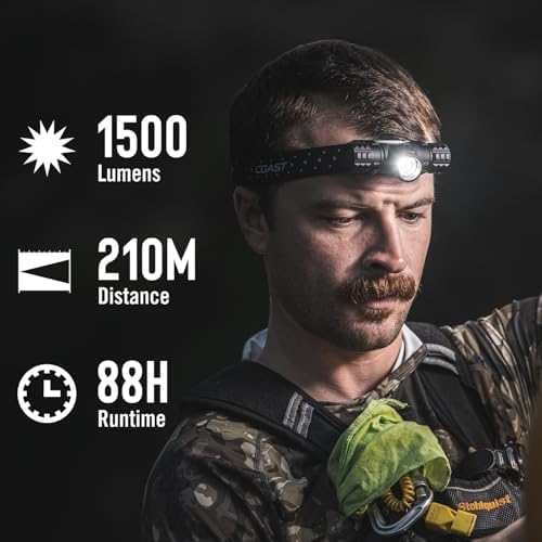 Coast XPH30R 1500 Lumen USB-C Rechargeable Dual Power Headlamp with Twist Focus Beam and Magnetic Base, 4.37 oz. - Forest Green - Image 2