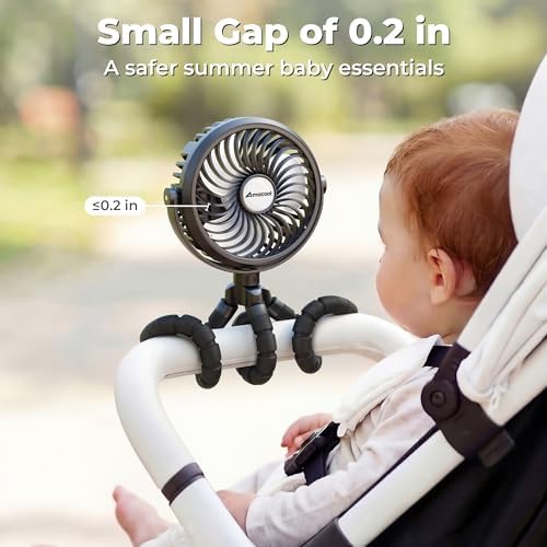 AMACOOL Battery Operated Stroller Fan, Portable Clip On Fan Rechargeable - Image 2