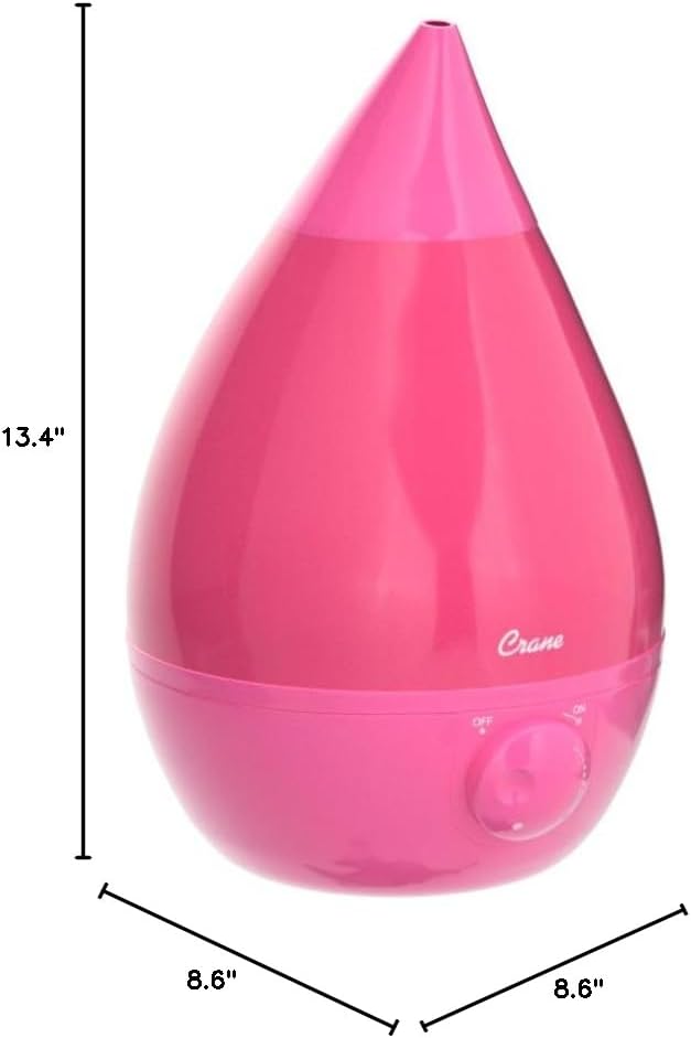 Crane Ultrasonic Humidifiers for Bedroom and Office, 1 Gallon Cool Mist Air Humidifier for Large Room and Home, Humidifier Filters Optional, Pink - Image 9