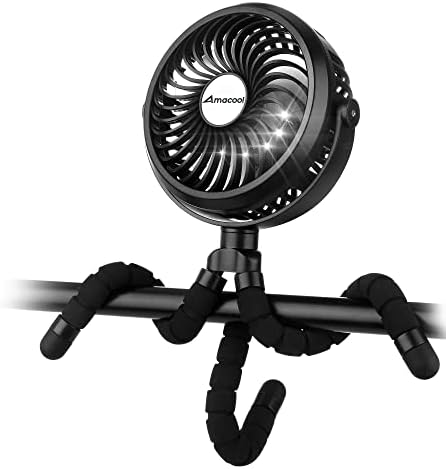 AMACOOL Battery Operated Stroller Fan, Portable Clip On Fan Rechargeable by AMACOOL
