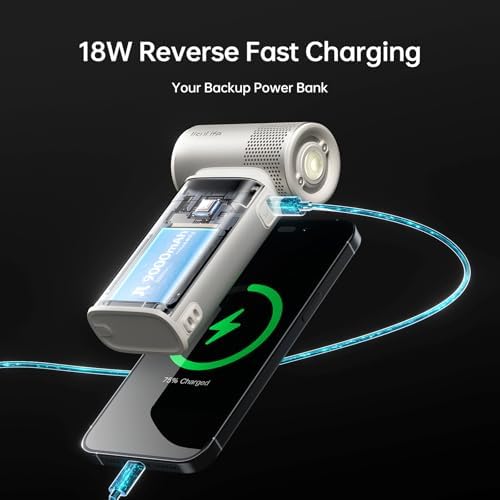 JISULIFE Portable Handheld Fan Ultra2 9000mAh Max 25 Hrs, 3 IN 1, 100 Speed - Image 4