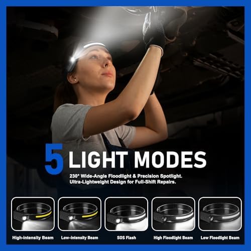 Headlamp Rechargeable (3-Pack), LED Head Lamp Flashlight, 230° Wide Beam Headband Light, 400 Lumen Super Bright, USB-C Rechargeable Lightweight Headlight for Running, Fishing, Hiking, Camping - Image 4