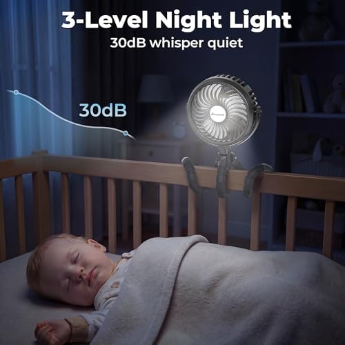 AMACOOL Battery Operated Stroller Fan, Portable Clip On Fan Rechargeable - Image 6