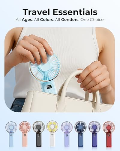 TUNISE Portable Handheld Fan, 4000mAh, 180 Adjustable, 6 Speed Wind, USB Rechargeable Foldable Fan with Real-Time Electricity Display - Image 6