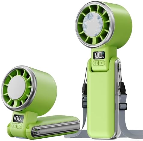SHEWIND Portable Handheld Fan with Ice Cooling - 5 Gear High Speed Turbo Personal Fan Rechargeable, Up to 11 Hrs, Mini Hand Fans for Travel Essentials, Beach Vacation, Gifts for Women, Men (Green) by SHEWIND