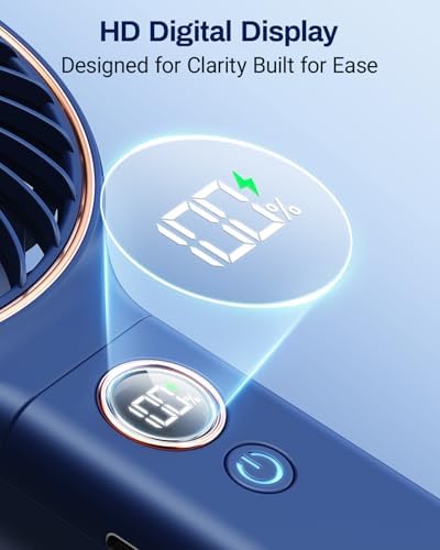 SWEETFULL Handheld Portable Fan, 5000mAh Rechargeable Battery, 6 Speed Wind, LED Digital Display, Foldable Electric Personal Mini Travel Fan with Backup Power, Summer Essentials Gifts for Women Girl - Image 5