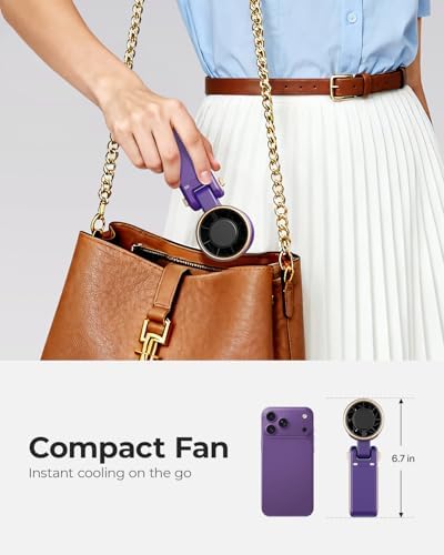 Portable Handheld Turbo Fan - 5 Gear High Speed 4000mAh Rechargeable Mini Personal Hand Fan Blow Cold Air, Battery Operated Travel Essentials, Beach Vacation, Gifts for Women, Men (Purple) - Image 6