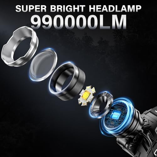 AKNEAR LED Rechargeable Super Bright Headlamp, 99000 High Lumens Head lamp - Image 2