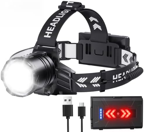 OMALIGHT Rechargeable Headlamp, Super Bright LED Headlamp, 5 Modes Zoomable by OMALIGHT