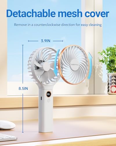 SWEETFULL Handheld Portable Fan, 5000mAh Rechargeable Battery, 6 Speed Wind, LED Digital Display, Foldable Electric Personal Mini Travel Fan with Backup Power, Summer Essentials Gifts for Women Girl - Image 3