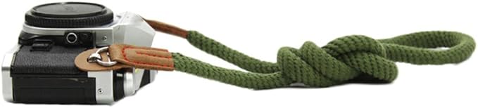 Vintage Handmade Cotton Leather Camera Neck Strap by Unknown