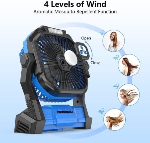Portable Fan Rechargeable, Cordless Battery Powered Fan with LED Lantern 20000mAh, USB C Battery Operated for Travel Bedroom Home Camping Tent Office Beach Desk Picnic Barbecue Fishing Table - Image 3