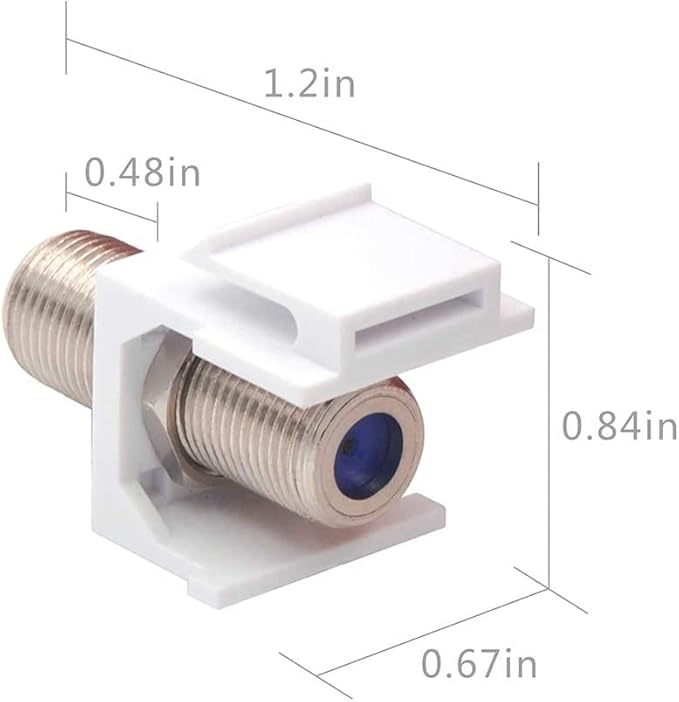 VCE Coax Keystone Jack Insert 3GHz Coaxial Cable Connector, F-Type RG6 Cable - Image 2