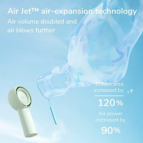 JISULIFE Portable Handheld Turbo Fan Rechargeable 4000mAh 5-Speed (Green) - Image 2