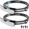 svsviio K0206*2PCS 1500 Lumens Rechargeable LED Headlamp,Super Bright 230° Wide Beam Head lamp,3 Modes,Lightweight,IPX5,Head Lights for Forehead,Hard Hat Flashlight for Adults Camping Essentials Gear by BORNFORTHEBEST