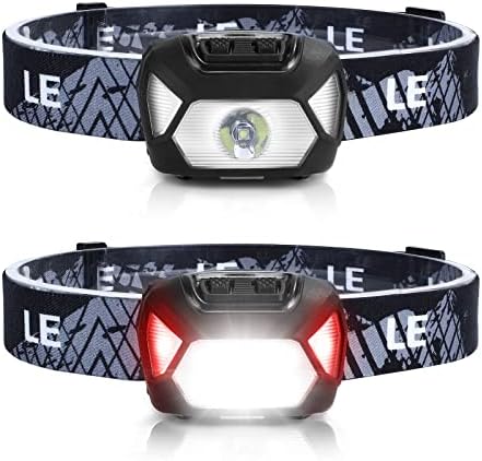 Lepro Headlamp Battery Powered Waterproof LED Headlight 2 Pack - Black by Lepro
