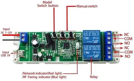 Zigbee 2 Channel 5V 12V Smart Relay Switch, Adjustable Self Lock and Momentary - Image 3
