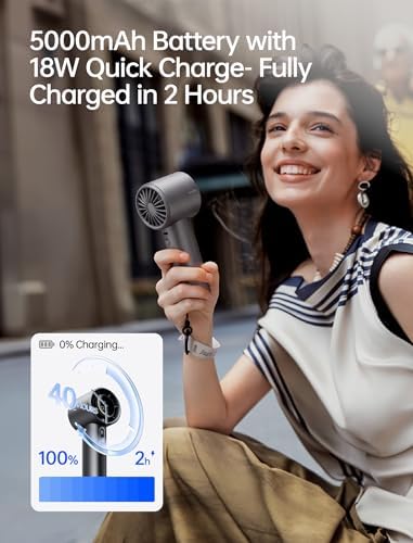 JISULIFE Handheld Fan Pro1S - Next-Gen Airflow: Up to 40H Runtime - Image 4