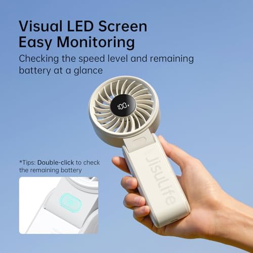 JISULIFE Portable Handheld Fan Life7: 3-in-1 Hand, Desk & Neck Fan-Gery - Image 6