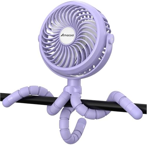 AMACOOL Battery Operated Stroller Fan, Portable Clip On Fan Rechargeable by AMACOOL