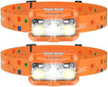 LHKNL Headlamp Rechargeable, Lumen Super Bright Motion Sensor Head Lamp Flashlight,2-Pack Waterproof LED Headlight with White Red Light,8 Modes Head Lights for Camping Cycling Running Fishing-Orange by LHKNLHOME