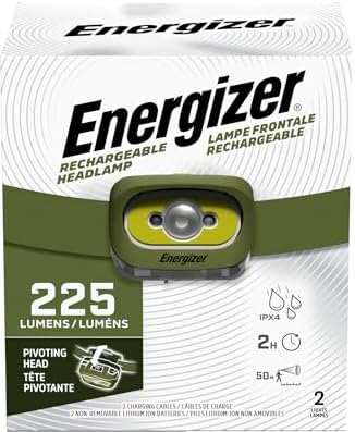 Energizer LED Rechargeable Headlamp, Black, LED Headlamp with Red Light Option, Micro-USB Charging Cables Included, Green - Image 2