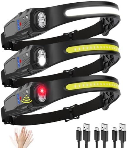 KYEKIO 3Pack 7Modes LED Headlamp Rechargeable with Red Light for Adults by KYEKIO