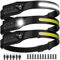 Headlamp Rechargeable (3-Pack), LED Head Lamp Flashlight, 230° Wide Beam Headband Light, 400 Lumen Super Bright, USB-C Rechargeable Lightweight Headlight for Running, Fishing, Hiking, Camping by Unknown